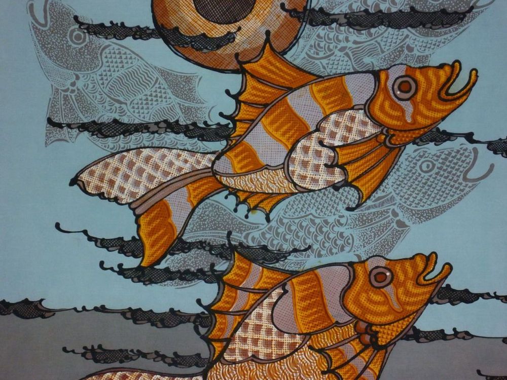 Бали, пано рисувана коприна
