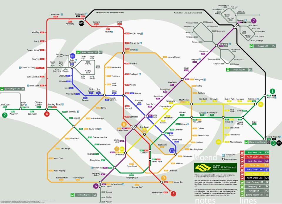 Сингапур, Схема на метрото в Сингапур
